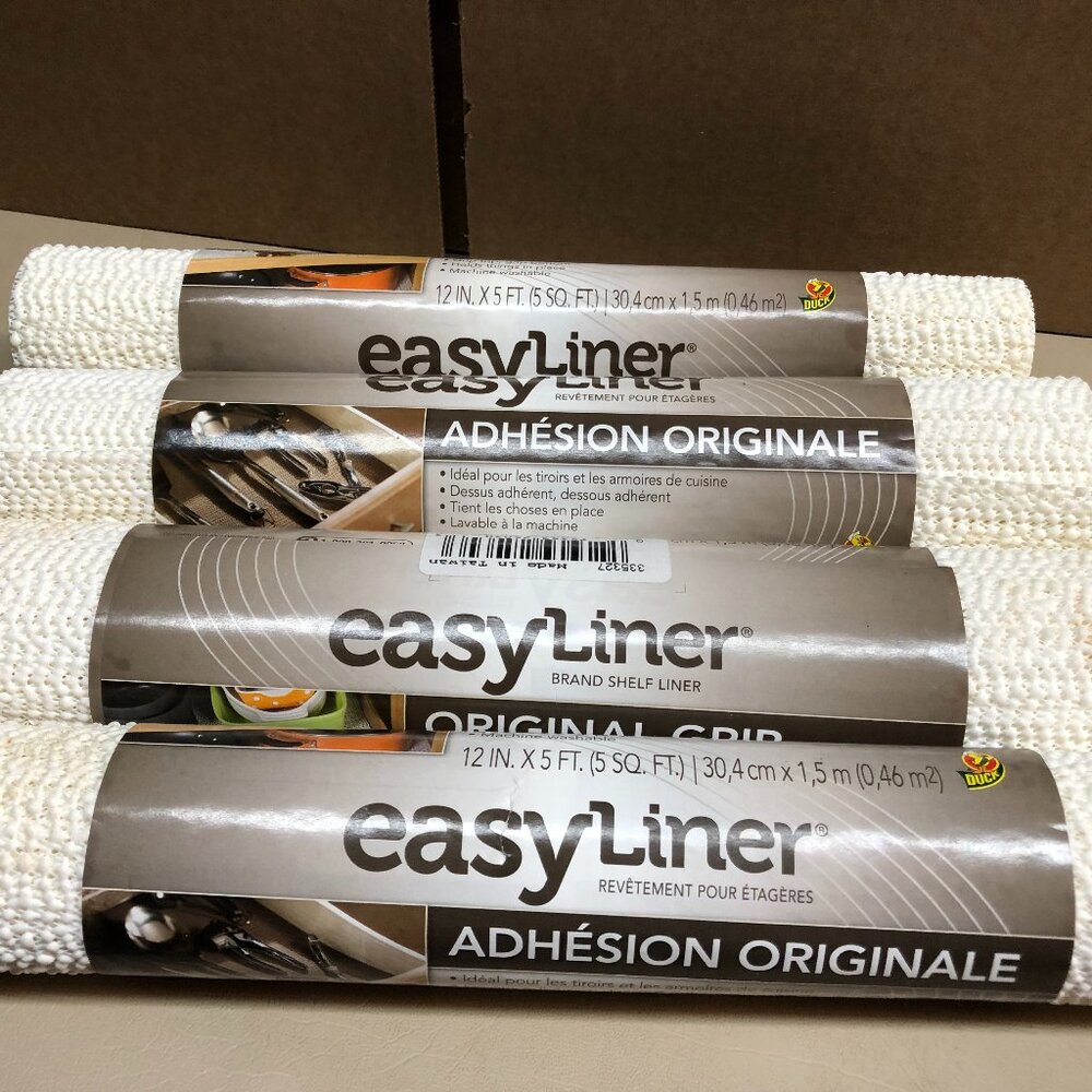 LOT of 4 Duck Easy Drawer Cabinet Liner Ivory 12" x 5' Ea #F81